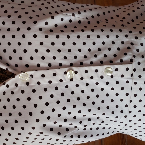 Never worn size 14 runs small brown polka dot white cotton dress - Picture 2 of 9
